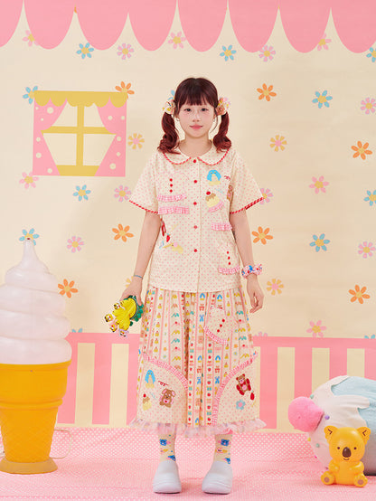 NIKKOU - Animal Embroidered Lace Shirt shirt Nikkou home