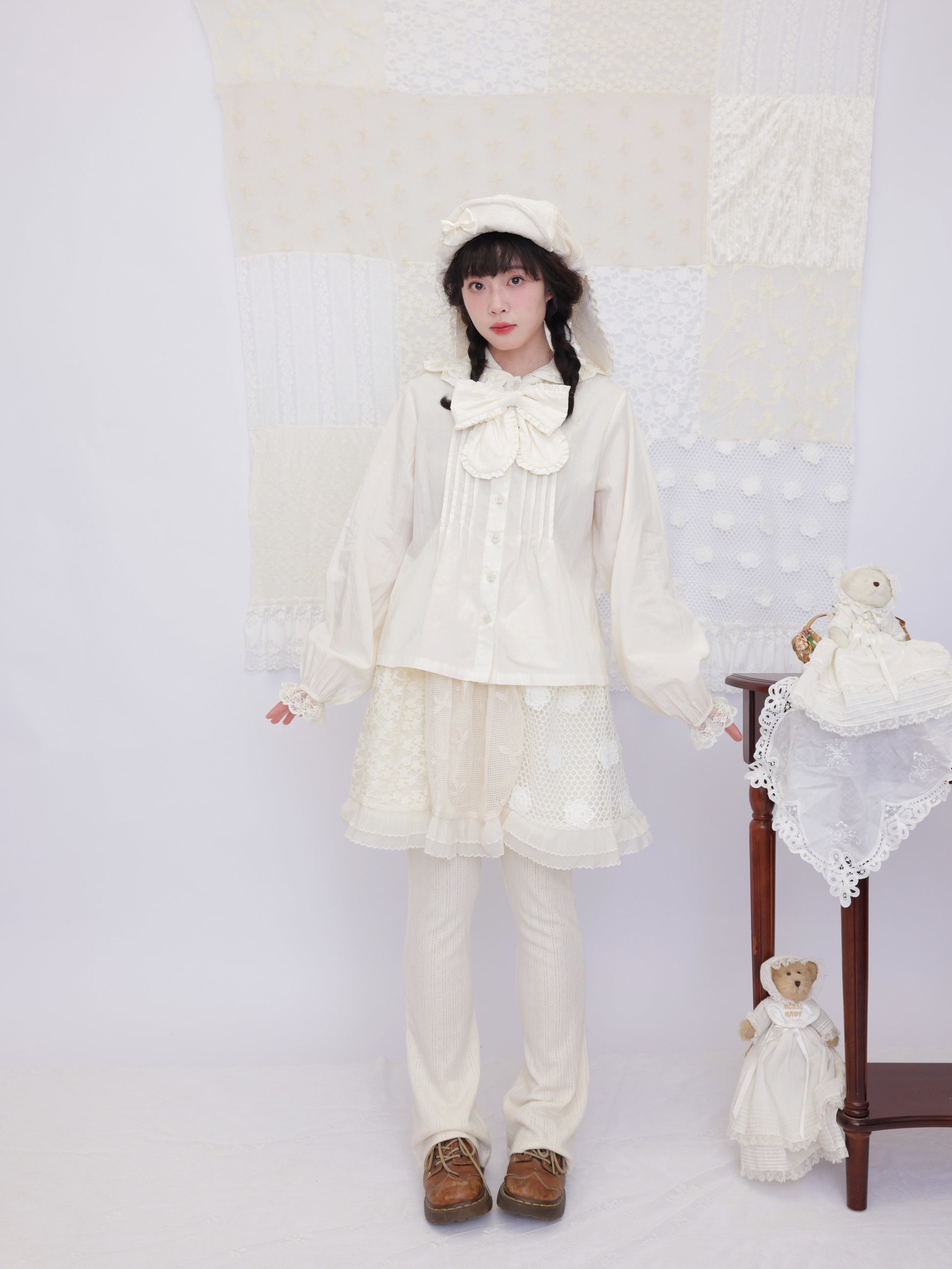 SemenCoicis - Lace Hood Bow Blouse shirt SemenCoicis