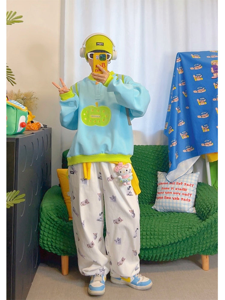 KURIOSITAET - Decora Kei Blue Pullover Sweatshirt sweatshirt KURIOSITAET