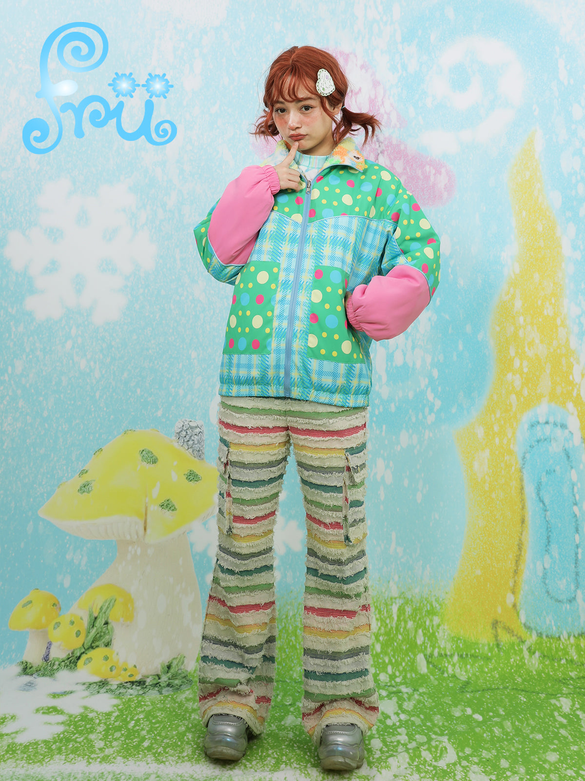 frufru Cartoon Fleece Jacket | Harajuku Reversible Teddy Coat coat frufru