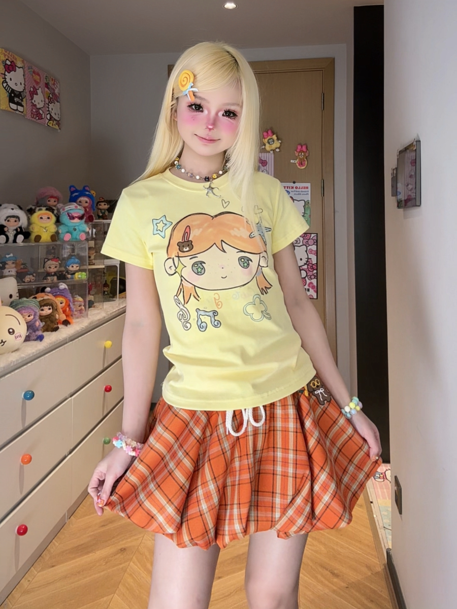 Cute Lin Dopamine Cartoon Tee | Kawaii Slim Fit T-shirt tshirt cute lin