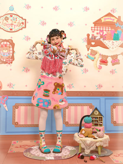 Lutra Jump - Decora Pink Fleece Mini Skirt skirt Lutra Jump