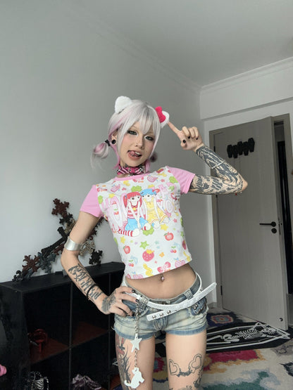 Cartoon Box - Anime Girl Crop Tee shirt cartoon box
