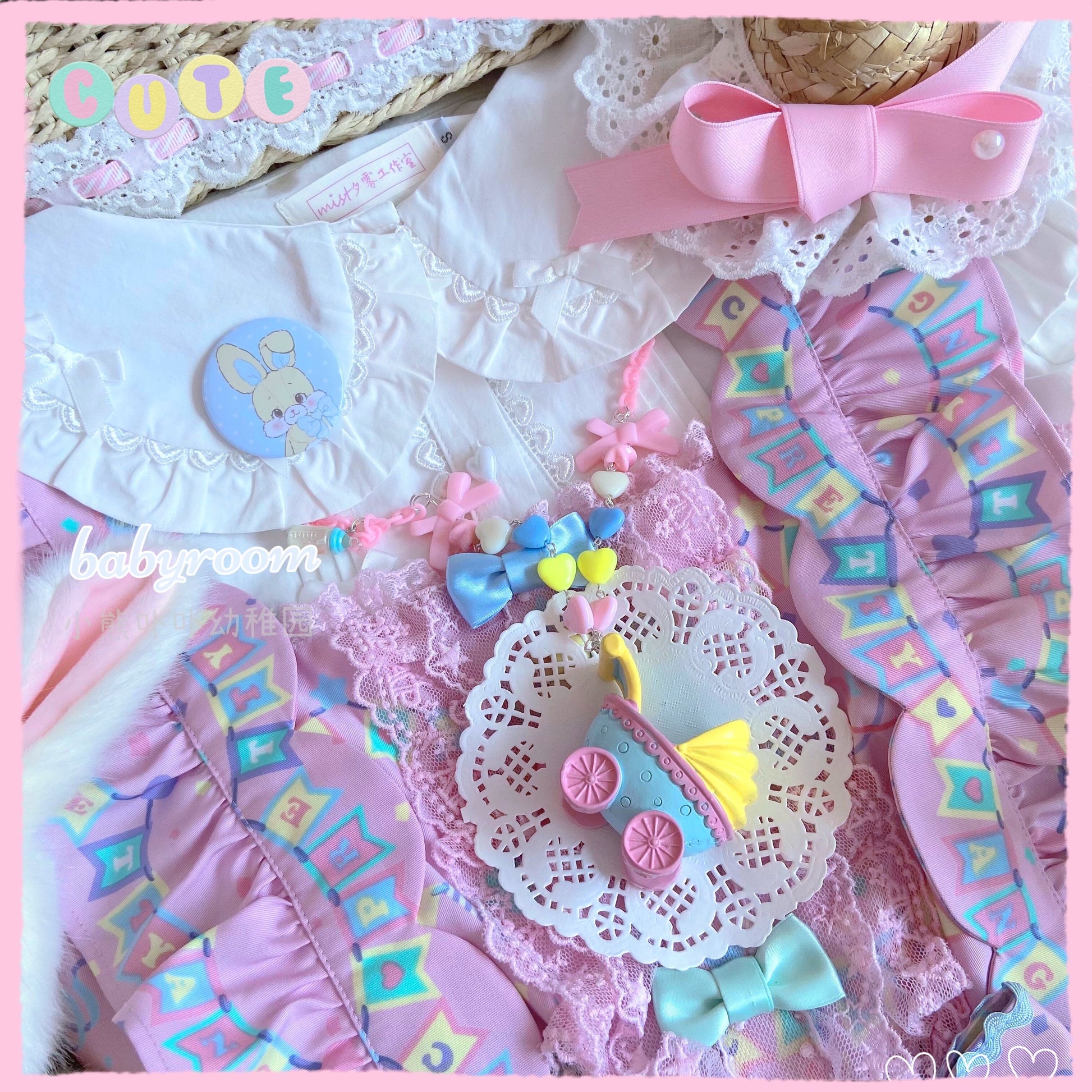 Bear Doll Babyroom Necklace | Decora Kei Handmade Kawaii Charm necklace Bear Doll