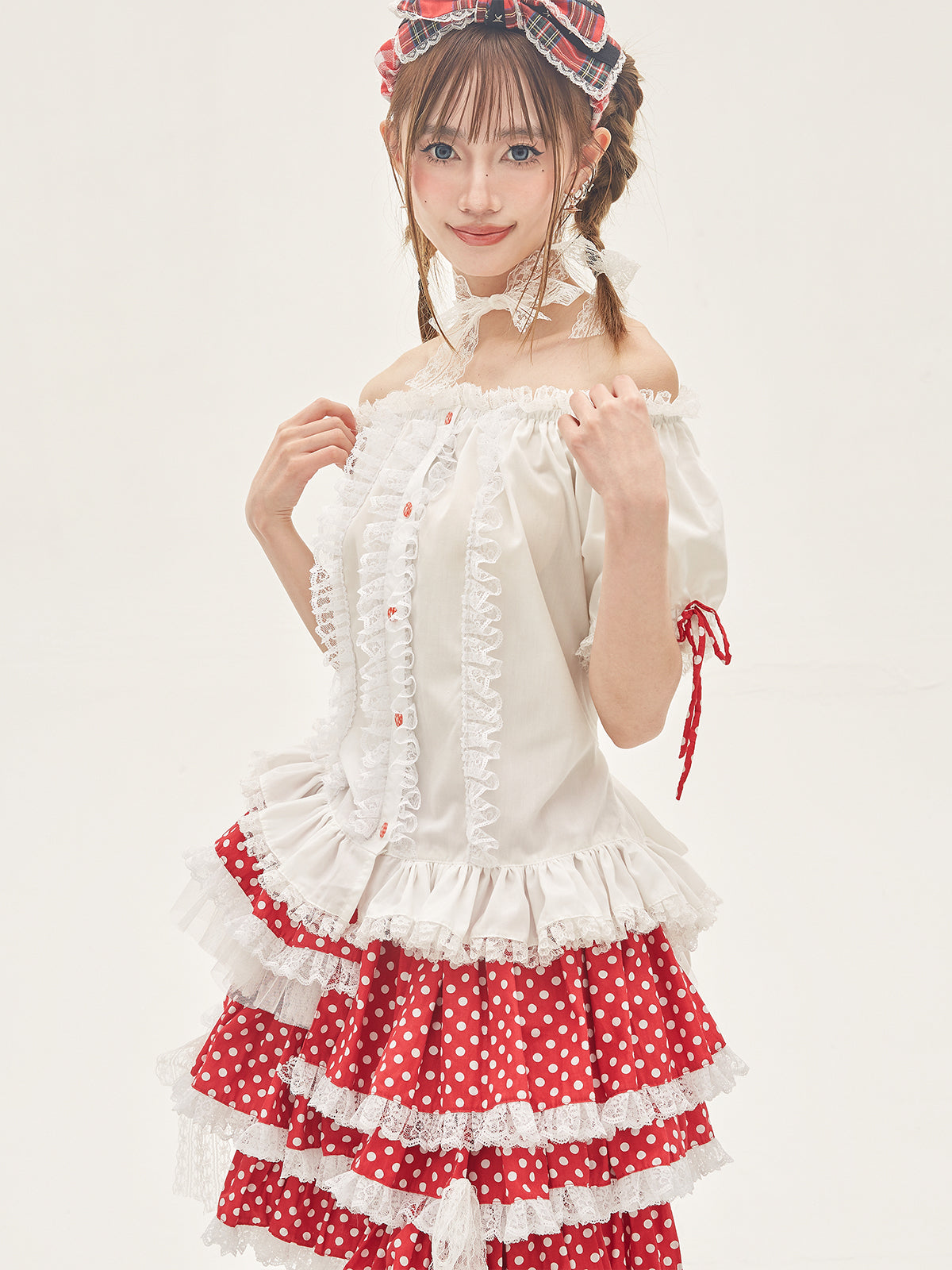 SOS MEME CLUB – Showa Retro White Blouse with Bow blouse SOS MEME CLUB
