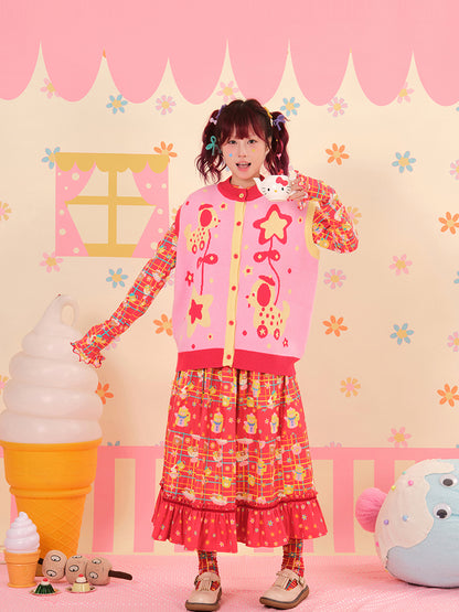 NIKKOU - Kawaii Dog Car Knit Vest Sweater cardigan Nikkou home