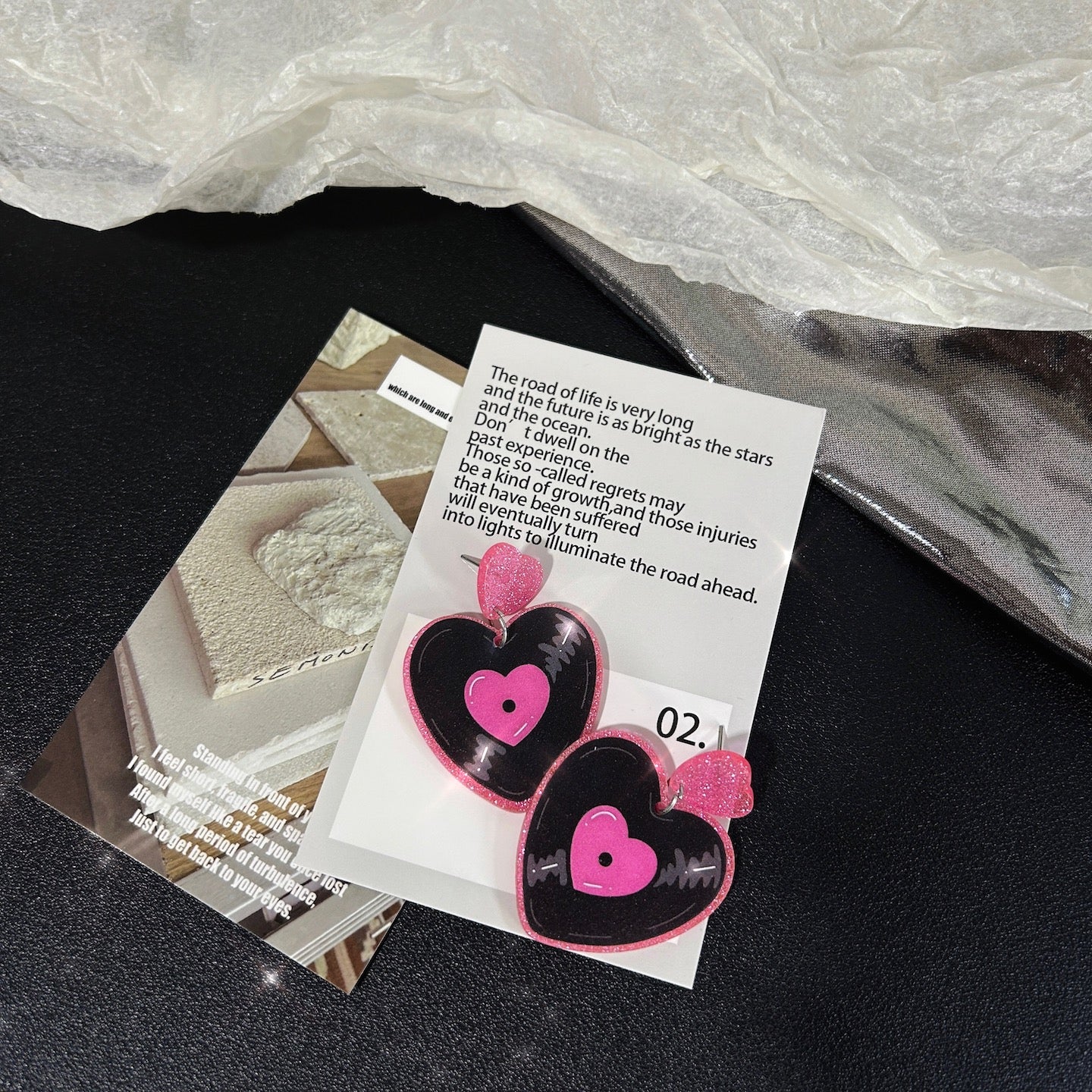 Strangelab - Y2K Earrings Disco Heart Record Acrylic Earrings earrings strangelab