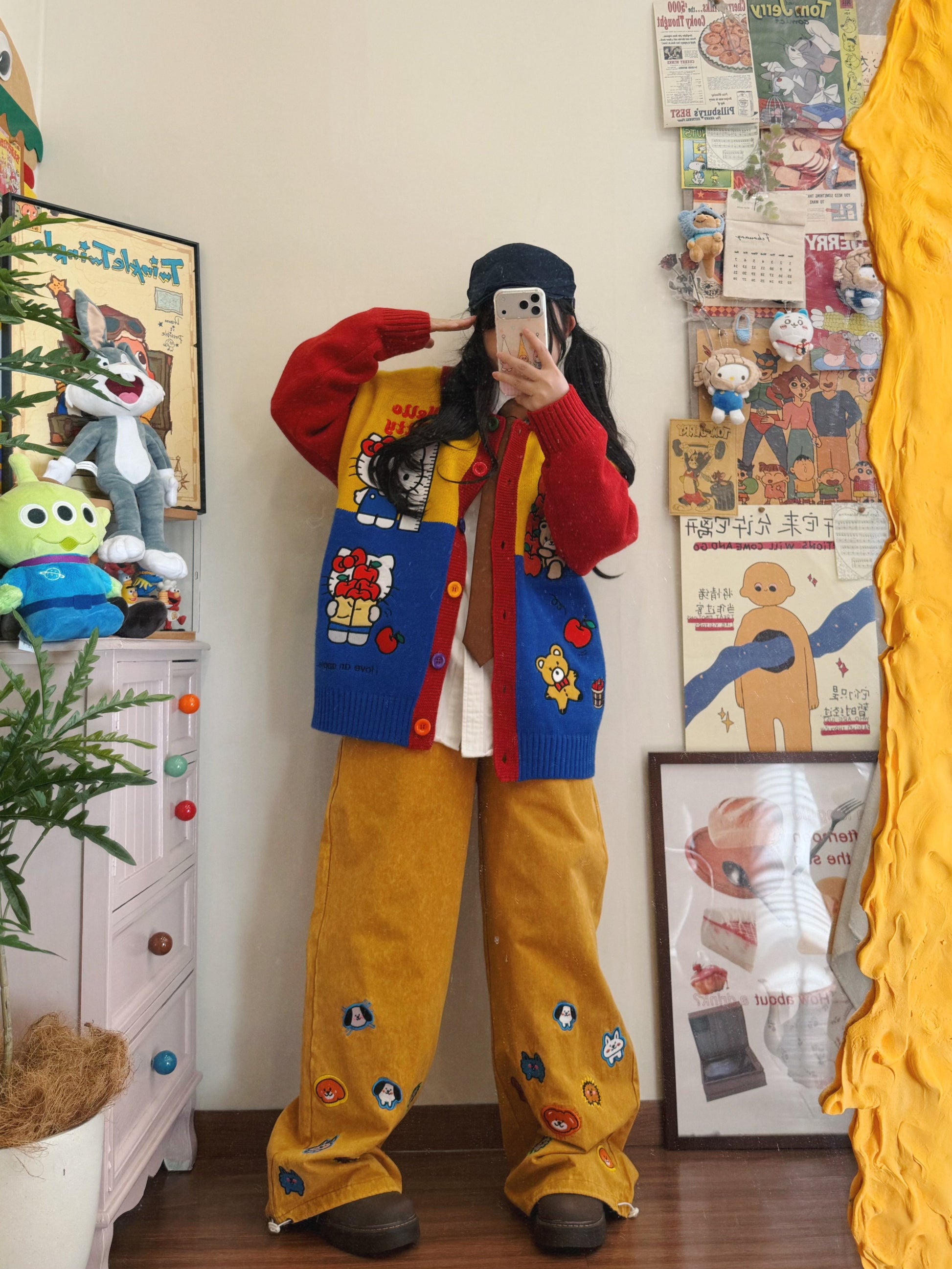 BIBULU - Kidcore Apple Embroidered Cardigan cardigan BIBULU