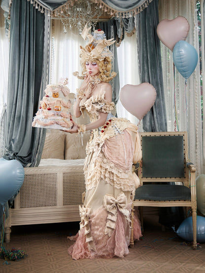 BLOOD SUPPLY - Mousse Soirée Rococo Lolita Bustle Skirt with Train dress BLOOD SUPPLY