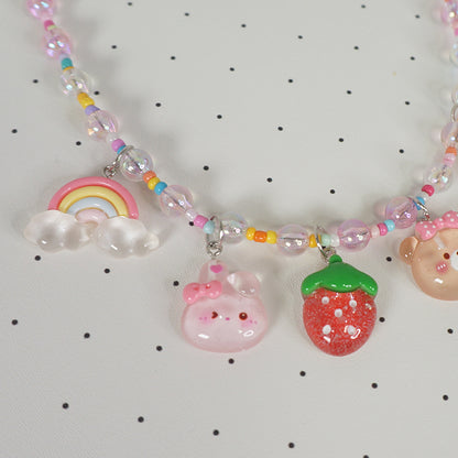 MaoJiang - Decora Kei Strawberry Bear Bunny Beaded Necklace necklace maojiang