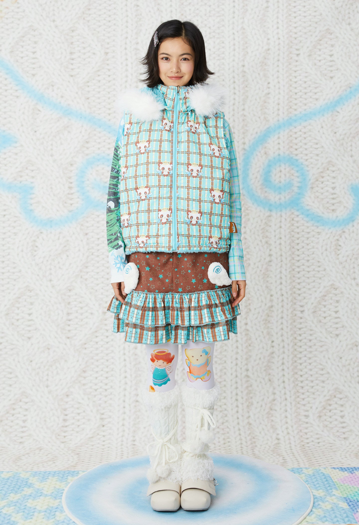 frufru - Kawaii Panda Quilted Vest vest frufru