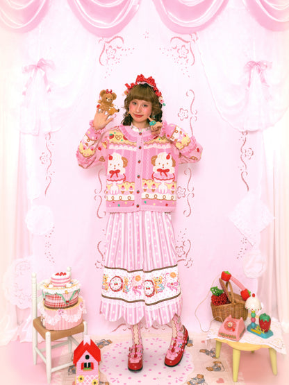 Lutra Jump - Kawaii Cardigan Pink Puppy Cream Cardigan cardigan Lutra Jump