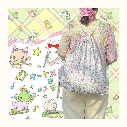 Shishihshop Drawstring Backpack | Harajuku Music Concert ItaBag bag shishihshop