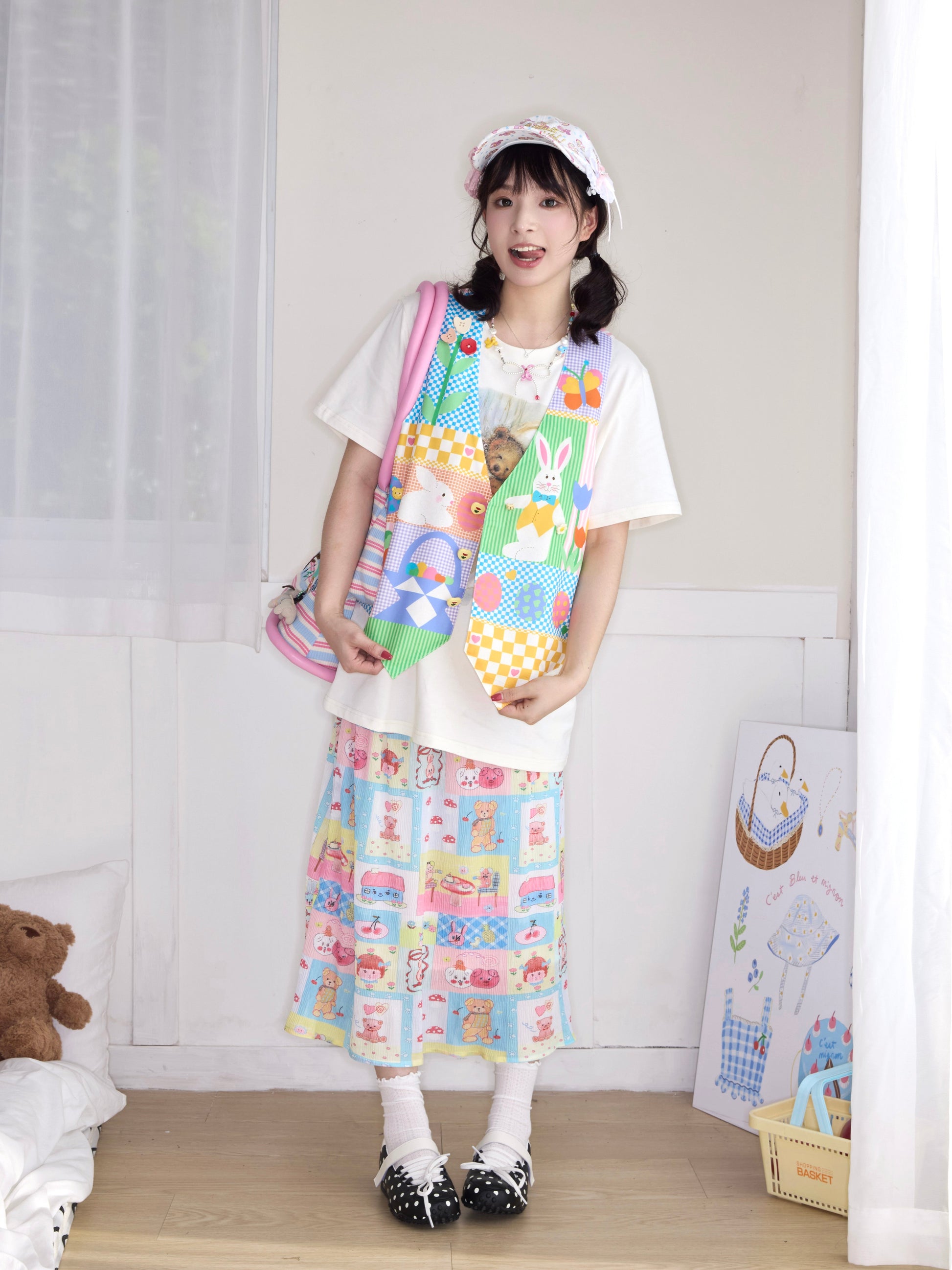 Robootoo - Pastel Print Loose Vest Top vest Robootoo
