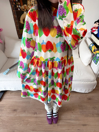 bunnybunnygun - Strawberry Print Relaxed Long-Sleeve Dress dress bunnybunnygun
