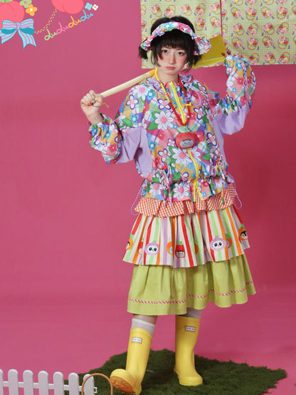 Decora Kei Tiered Skirt – Animal Print Colorblock skirt LULULULU