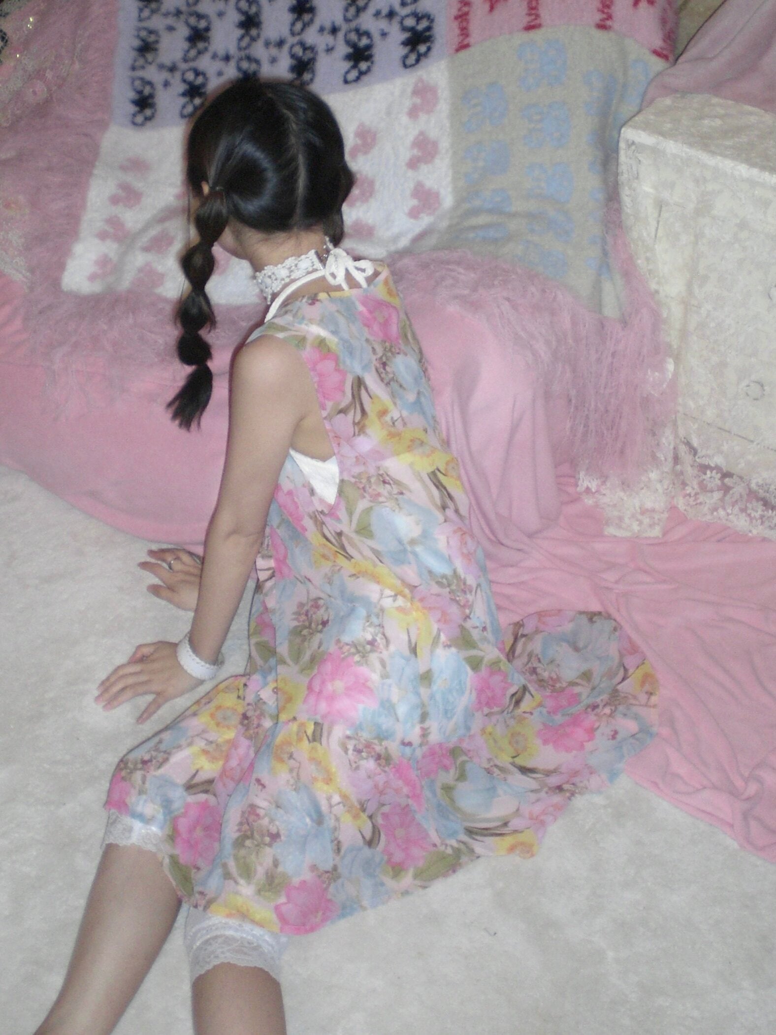 HIBABAO - Floral Sheer Layer Dress dress HIBABAO