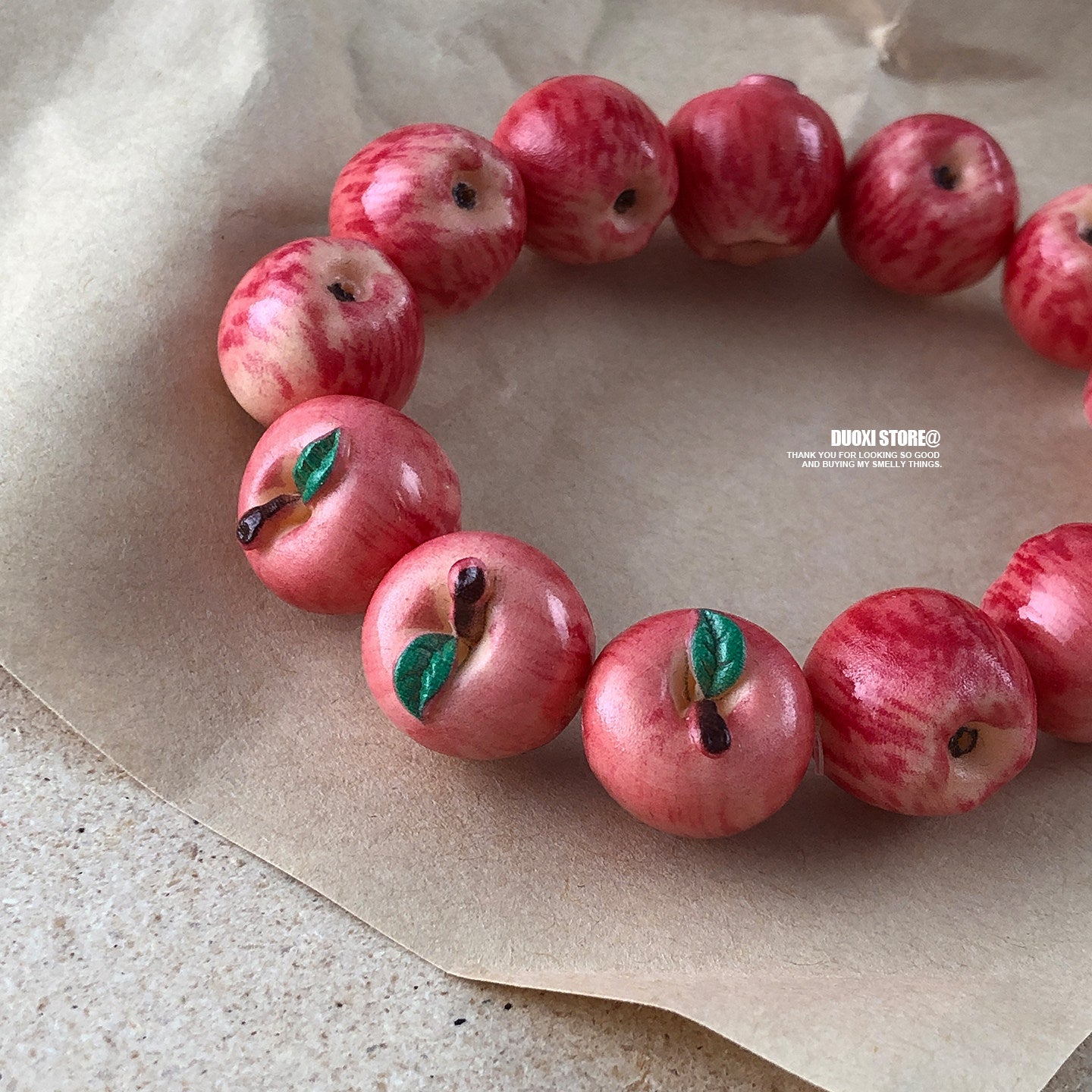 Duoxi - Kawaii Lucky Apple Fruit Charm Beaded Bracelet bracelet DuoXi