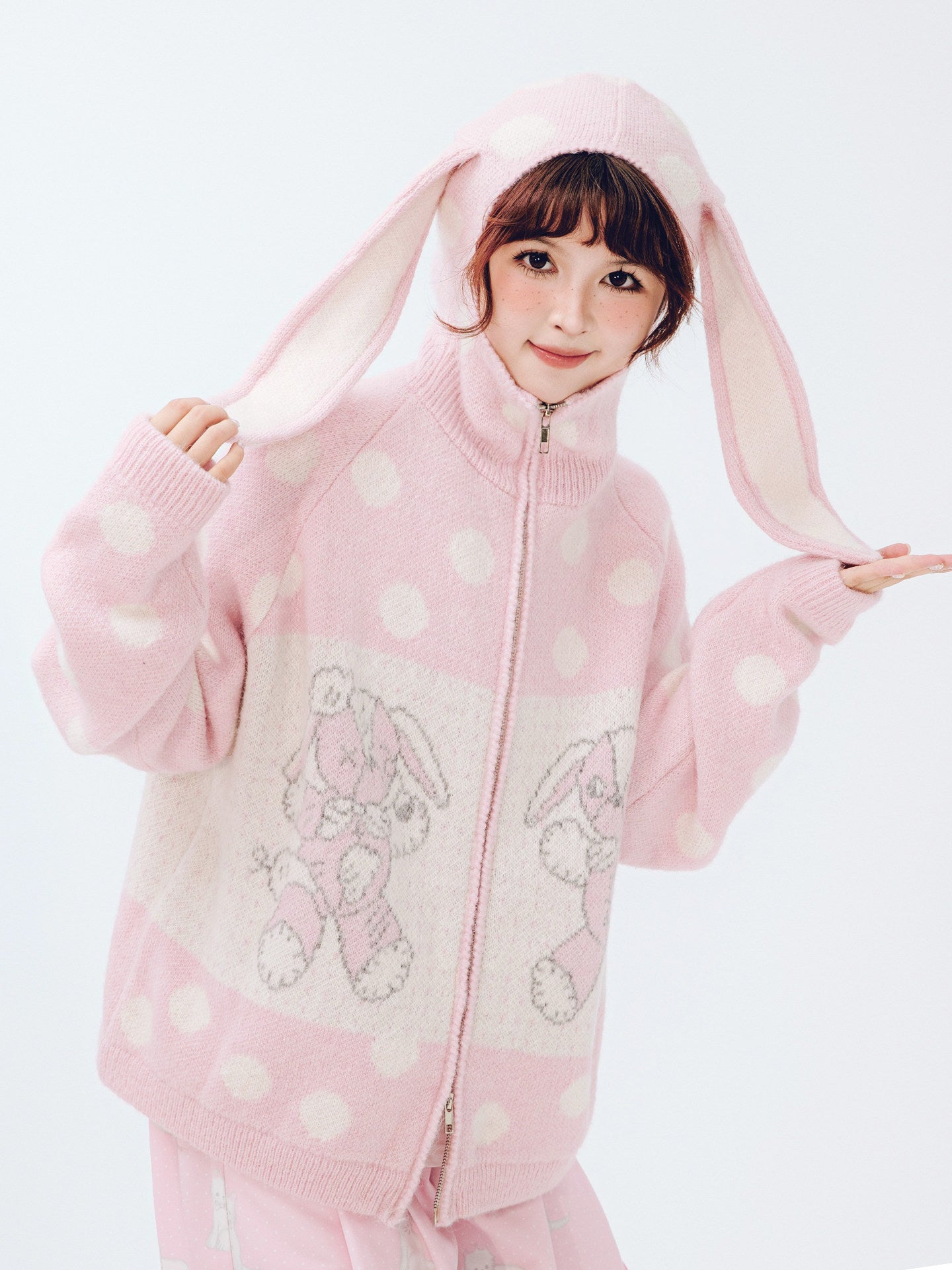 Meugler - Asymmetric Bunny Ear Knit Sweater cardigan Meugler
