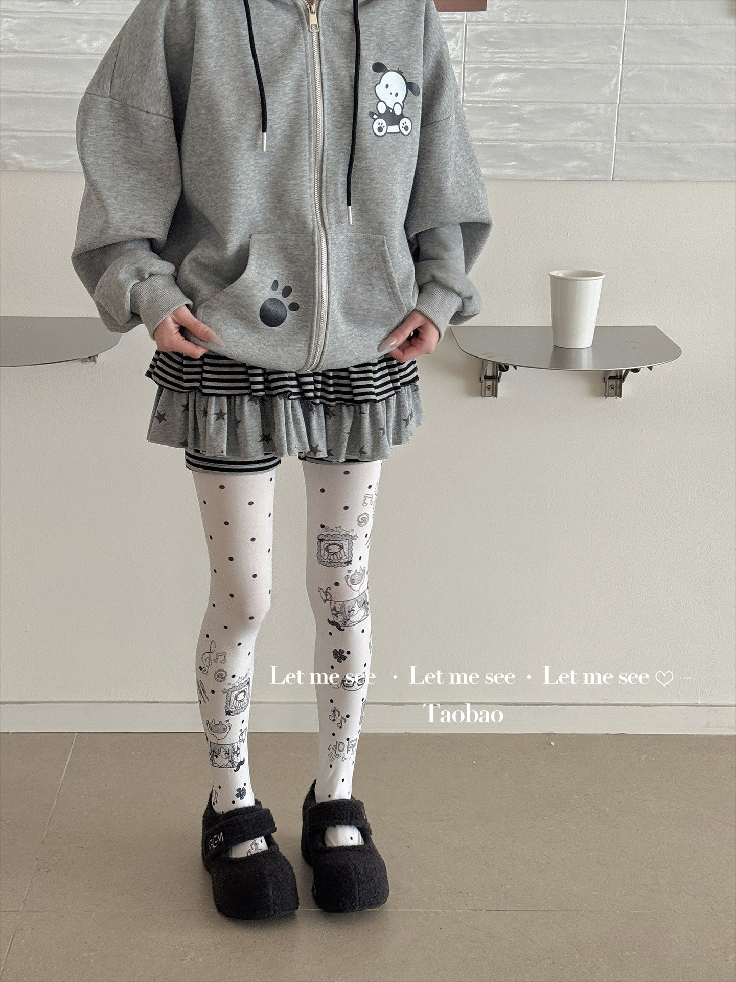 LET ME SEE - Cartoon Print Y2K Tights tights let me see