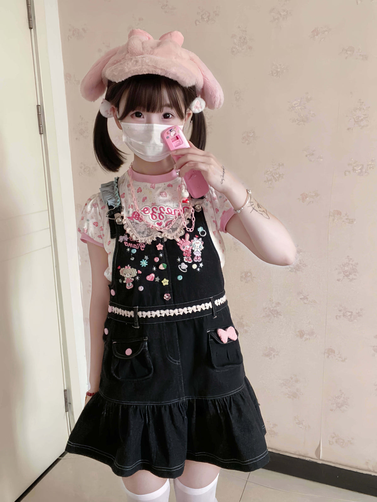 Bunny Planet - Jojifuku Embroidered Denim Jumper Skirt bunnyplanet