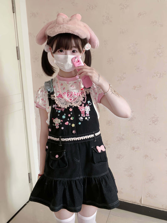 Bunny Planet - Jojifuku Embroidered Denim Jumper Skirt bunnyplanet