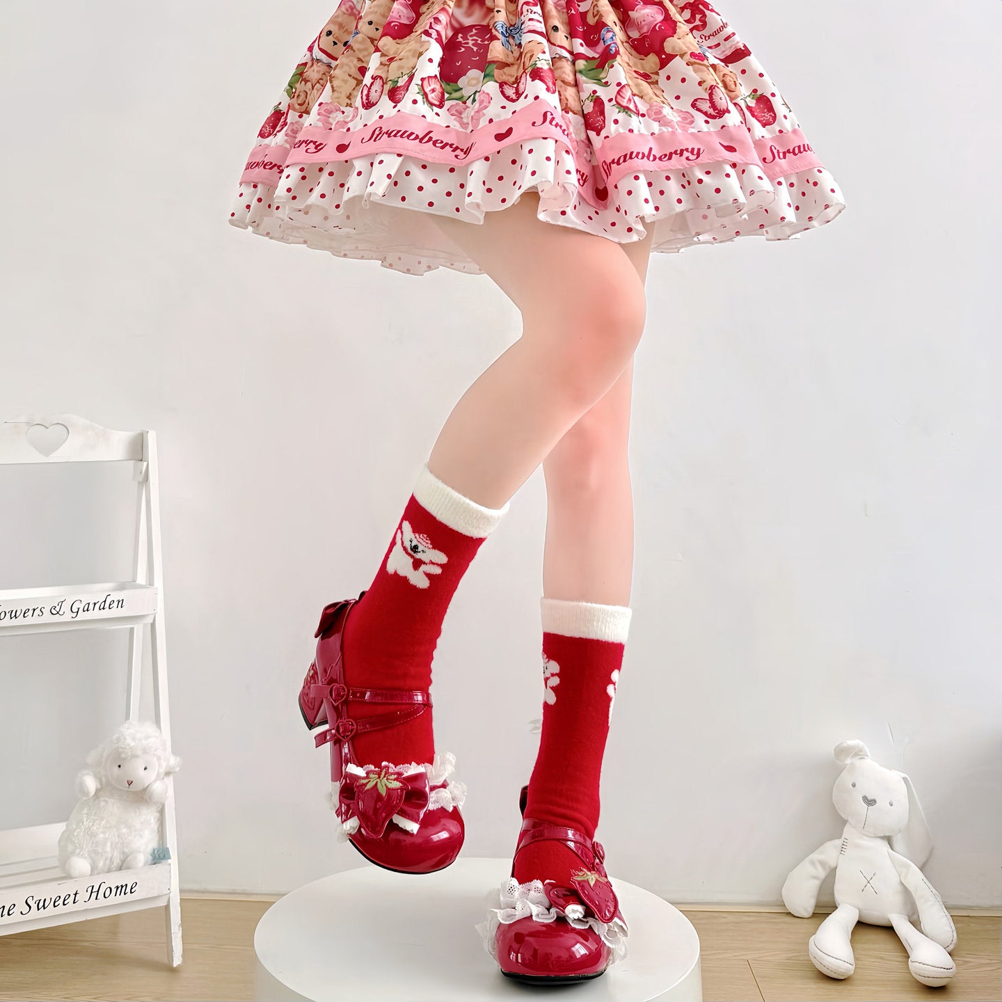 2 Bears - Kawaii Christmas Bow Mid Socks socks 2 bears 2