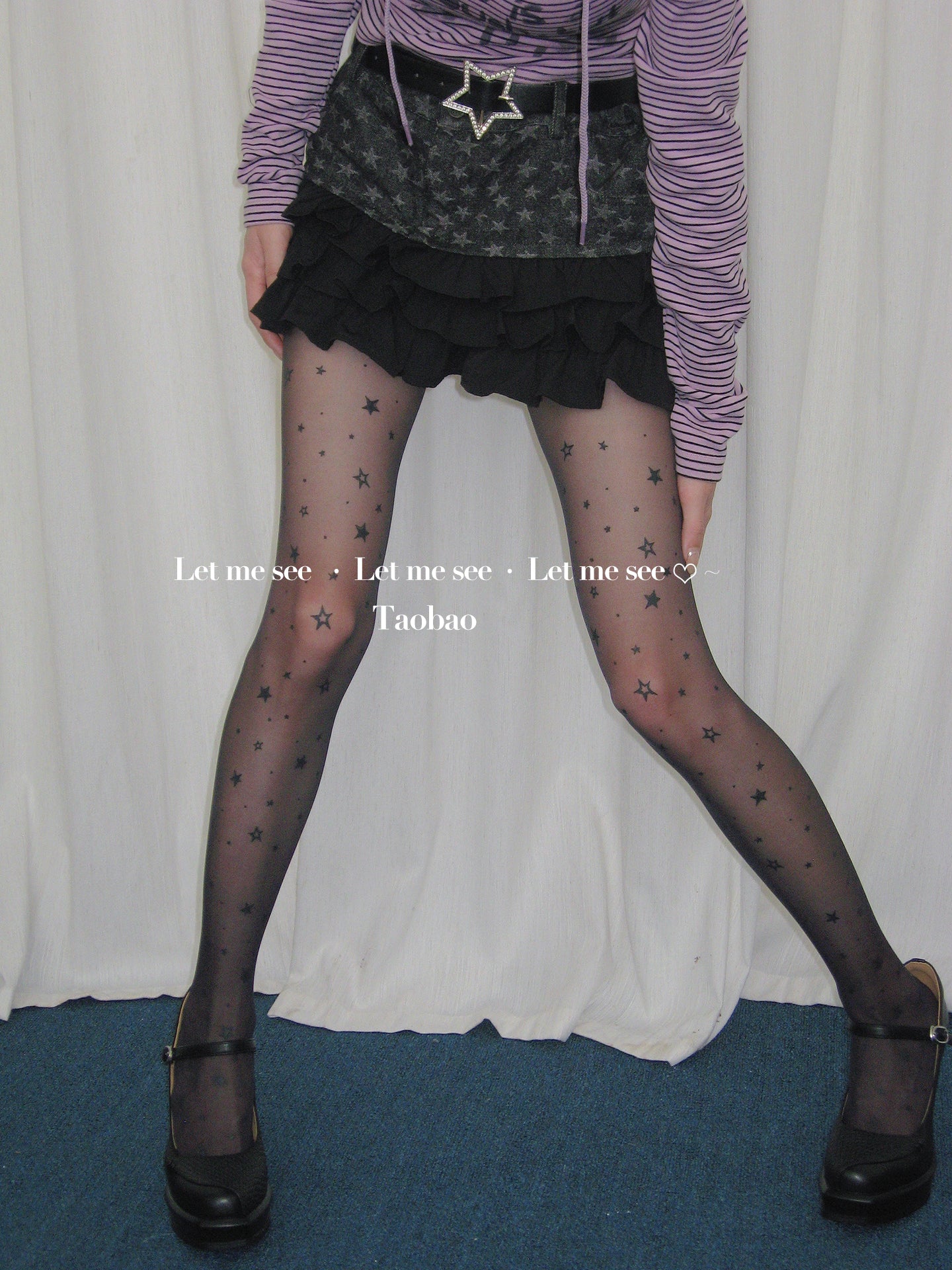 LET ME SEE - Kawaii Star Print Tights tights let me see