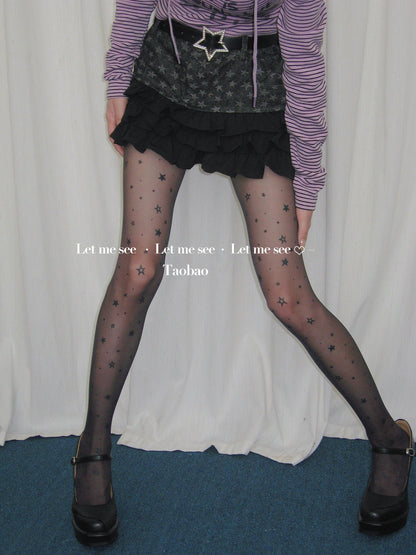 LET ME SEE - Kawaii Star Print Tights tights let me see