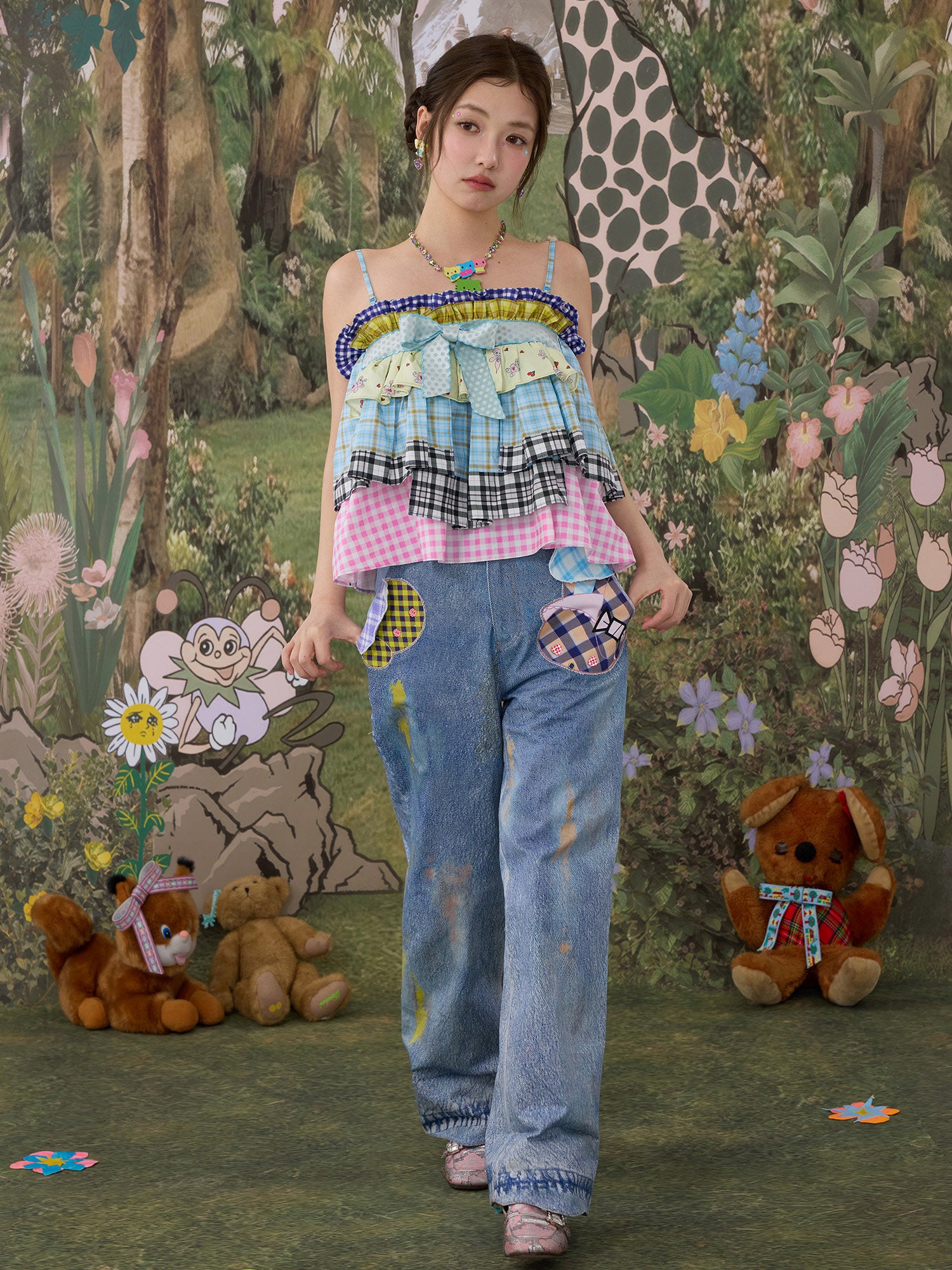 tntntutu - Blue Pink Bow Convertible Skirt Top camisole tntntutu