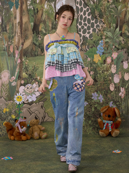 tntntutu - Blue Pink Bow Convertible Skirt Top camisole tntntutu