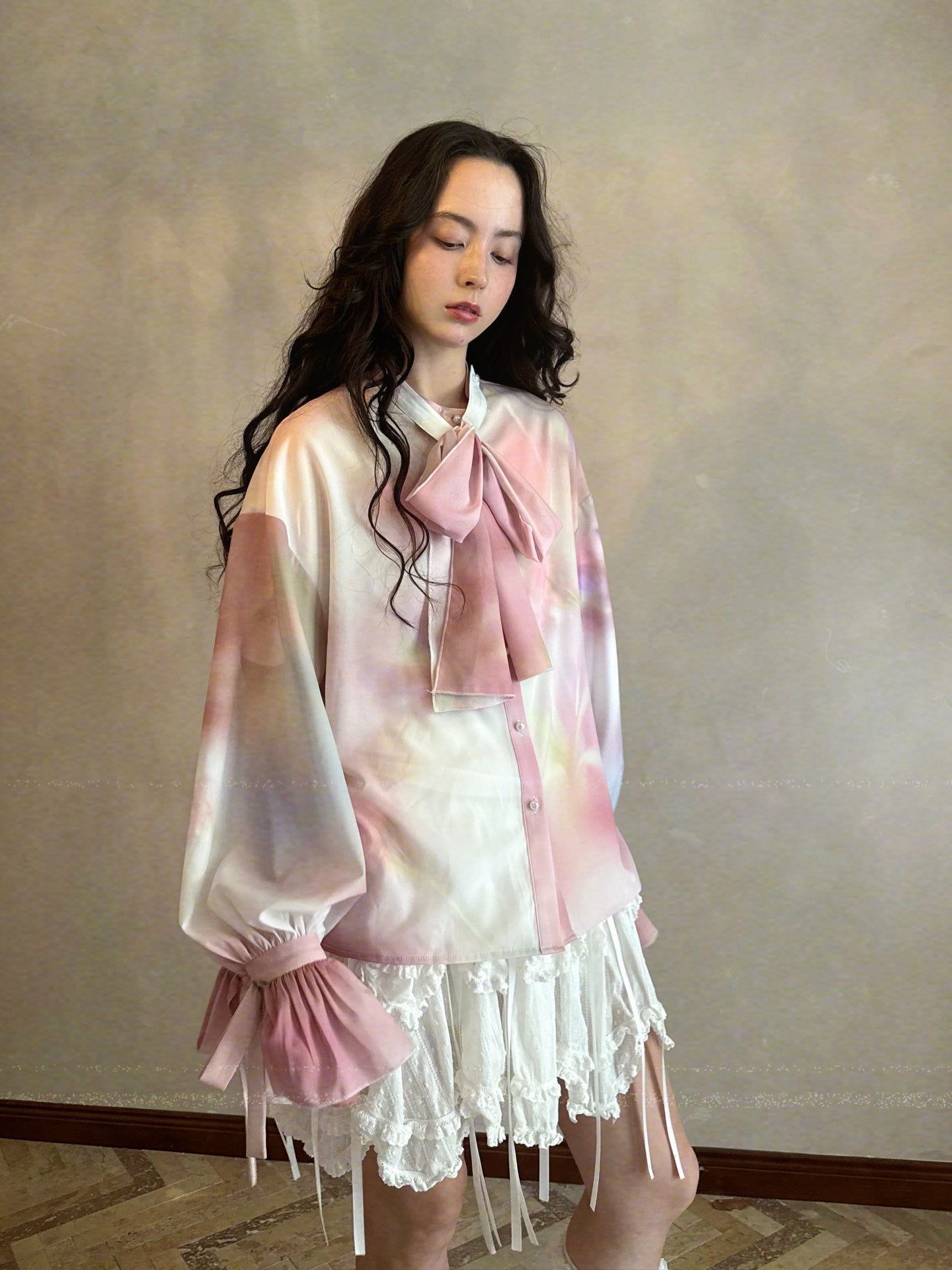 Daytoday Everyday Institute – Vintage Bow Jacquard Blouse blouse daytoday everyday institute