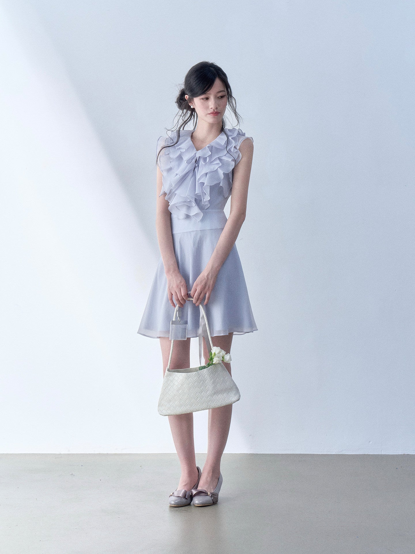 SOS SEAMSTRESS - Misty Blue Ruffle Dress dress SOS SEAMSTRESS