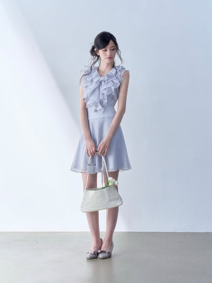 SOS SEAMSTRESS - Misty Blue Ruffle Dress dress SOS SEAMSTRESS