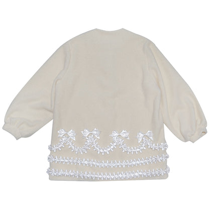 Daytoday Everyday Institute - Girly Wool Look Coat Cream Lace Puff Sleeve coat daytoday everyday institute