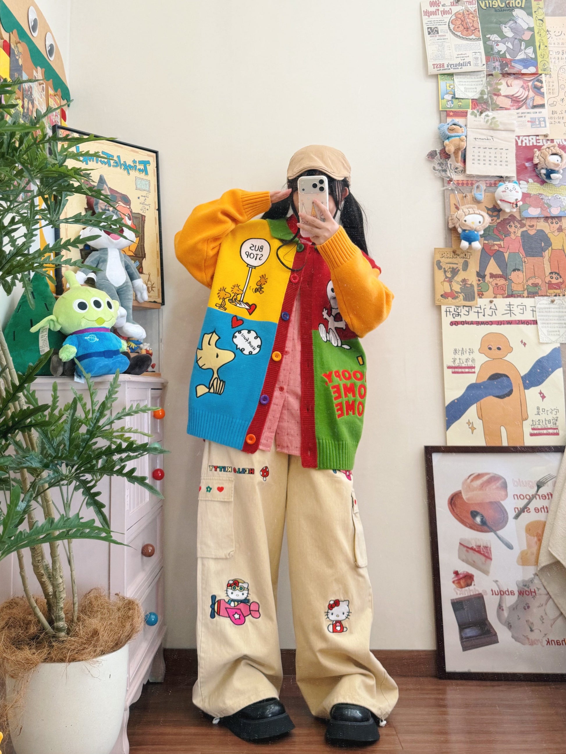 BIBULU - Kidcore Colorblock Cartoon Sweater cardigan BIBULU