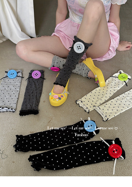 LET ME SEE - Polka Button Leg Warmers socks let me see