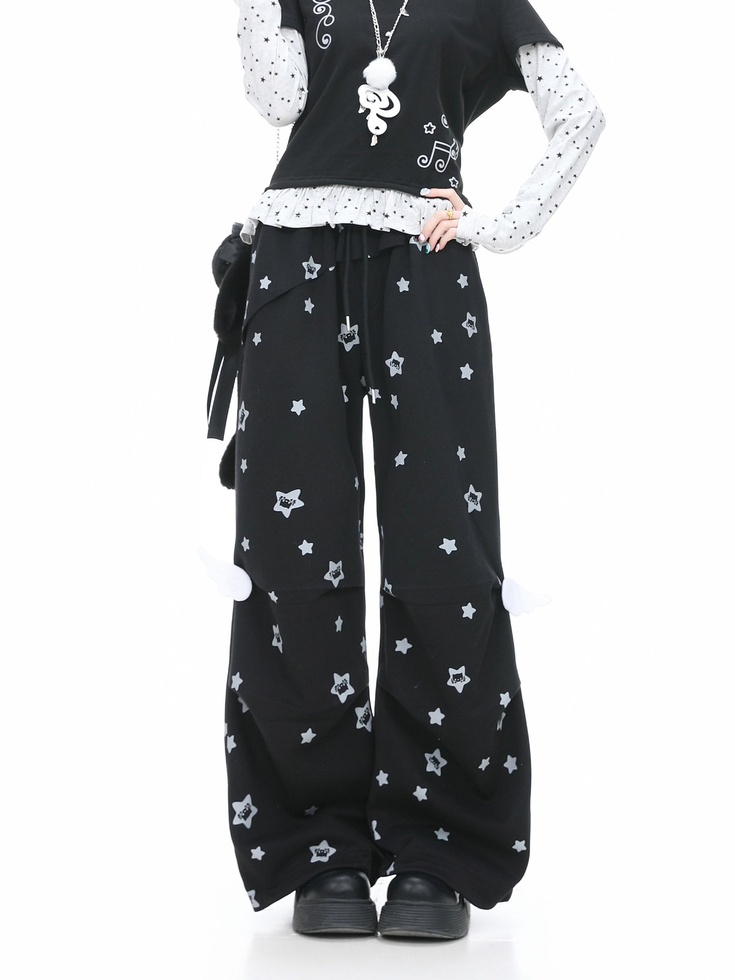 Languid Park - Wing Pleated Straight Pants pants Languid Park Black S