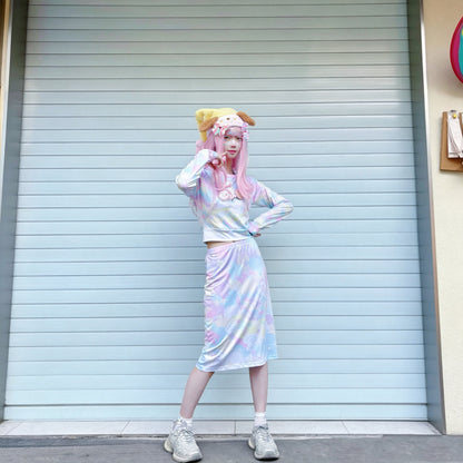 Rainbow Universe RUX - Pastel Decora Long Sleeve Skirt Set set Rainbow Universe RUX Set(Shirt+Skirt) M