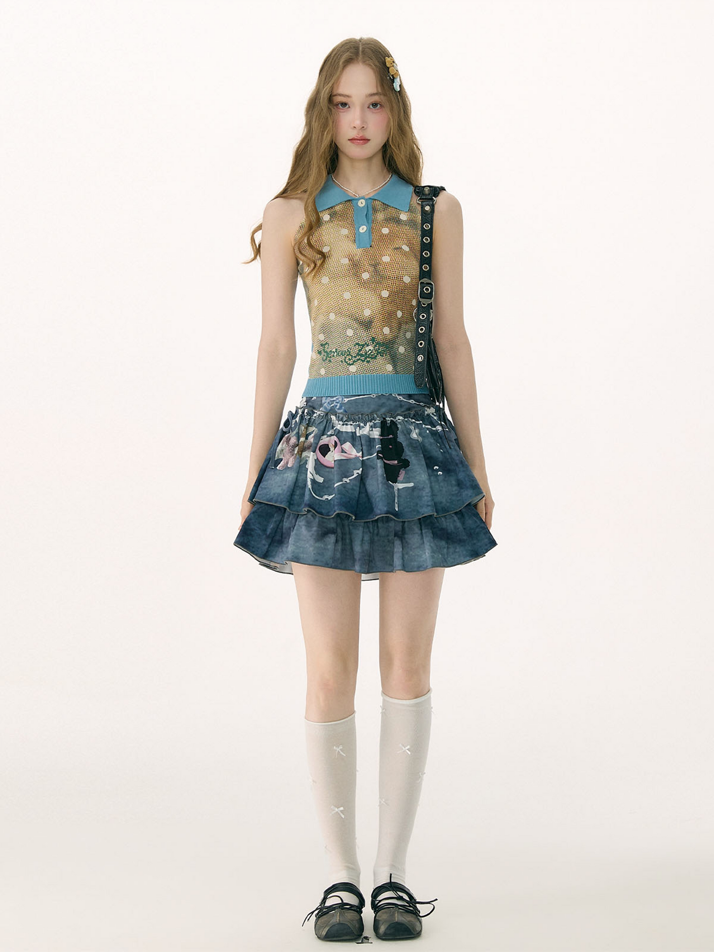 ziziFei - Blue Bunny Chain Mini Skirt skirt ziziFei