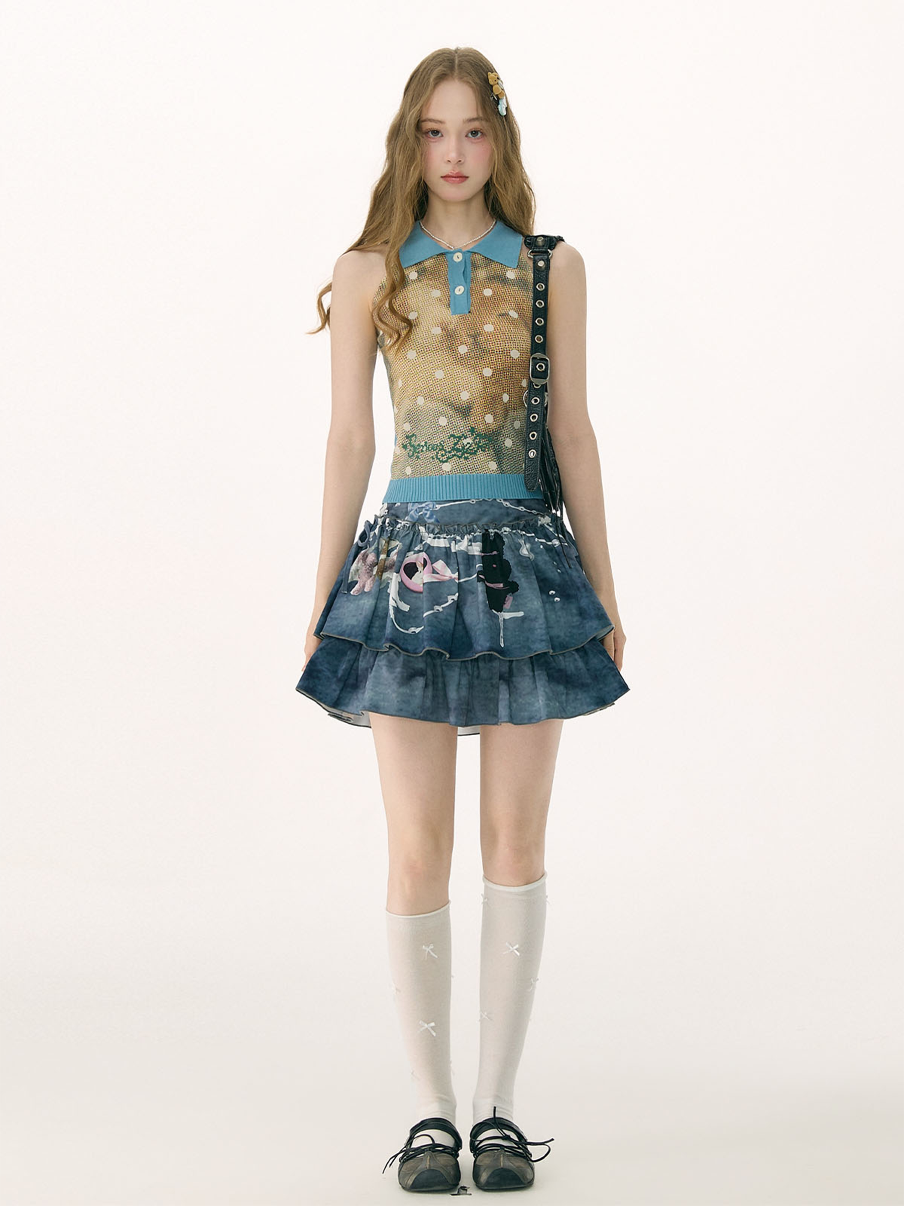 ziziFei - Blue Bunny Chain Mini Skirt skirt ziziFei