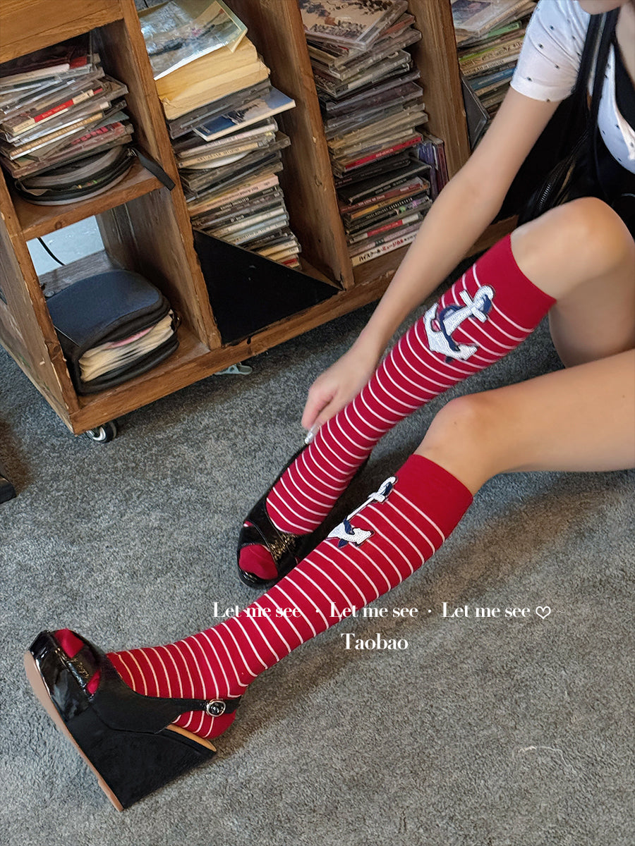 LET ME SEE - Decora Kei Striped Calf Socks socks let me see