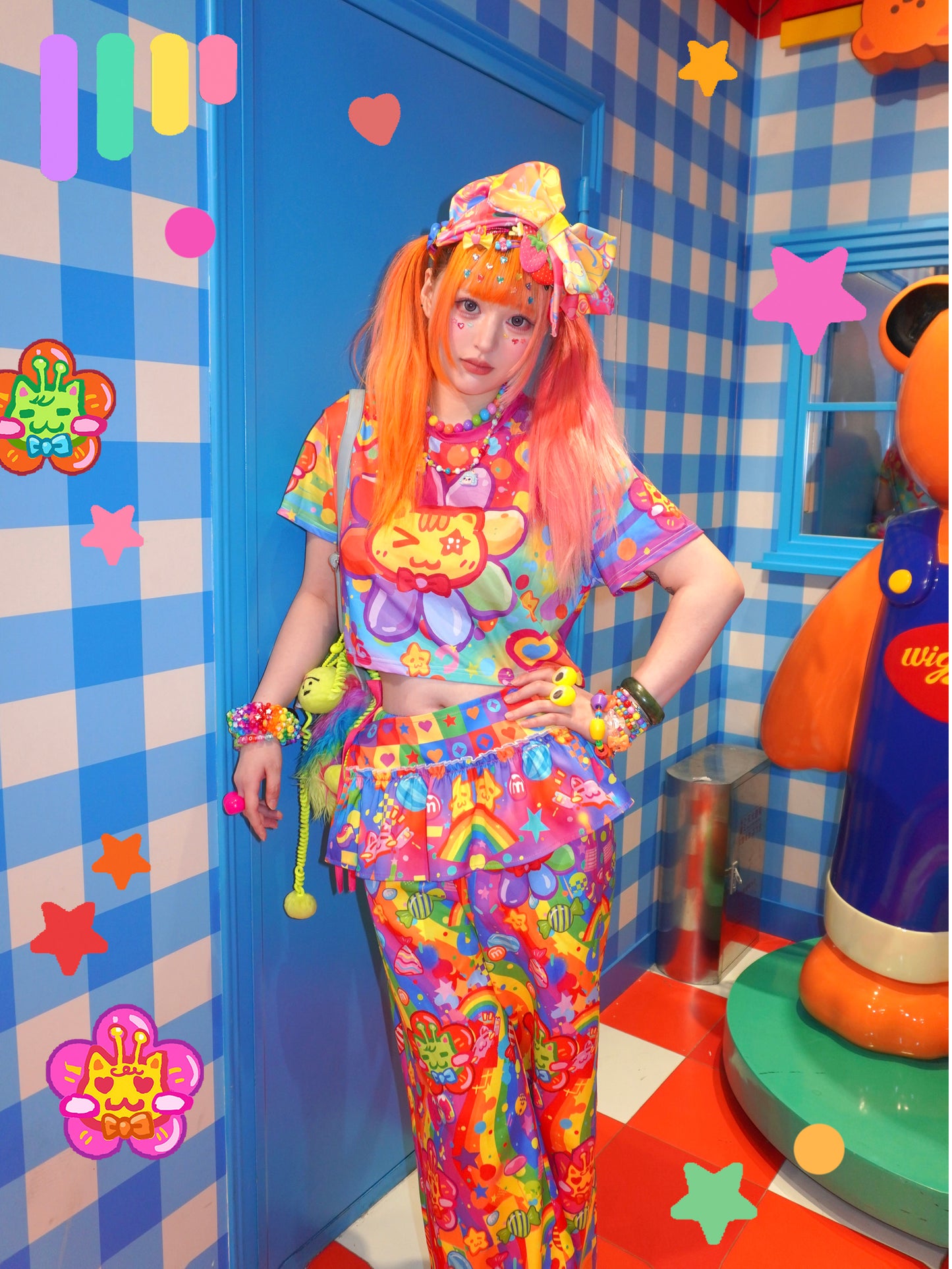 Dream Bubble - Rainbow Cat Decora Kei Layered Pants pants Dream Bubble