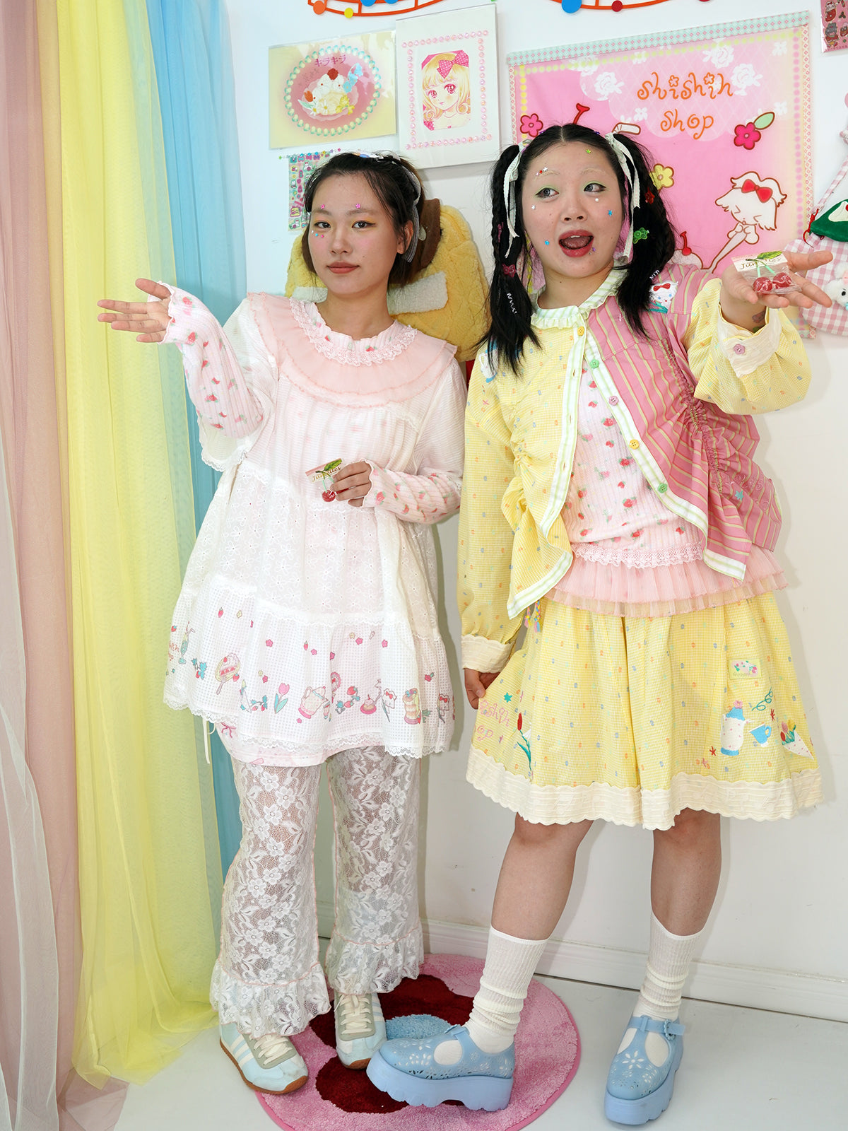 shishihshop Layered Dress | Puff Sleeve Babydoll Dress | Floral Embroidered Overskirt dress shishihshop