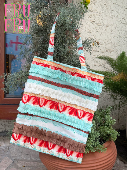 frufru - Kawaii Cake Print Corduroy Canvas Tote Bag bag frufru