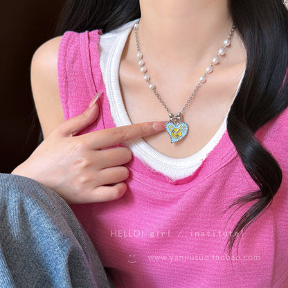 GIRL INSTITUTE - Colorful Pearl Heart Necklace necklace GIRL INSTITUTE