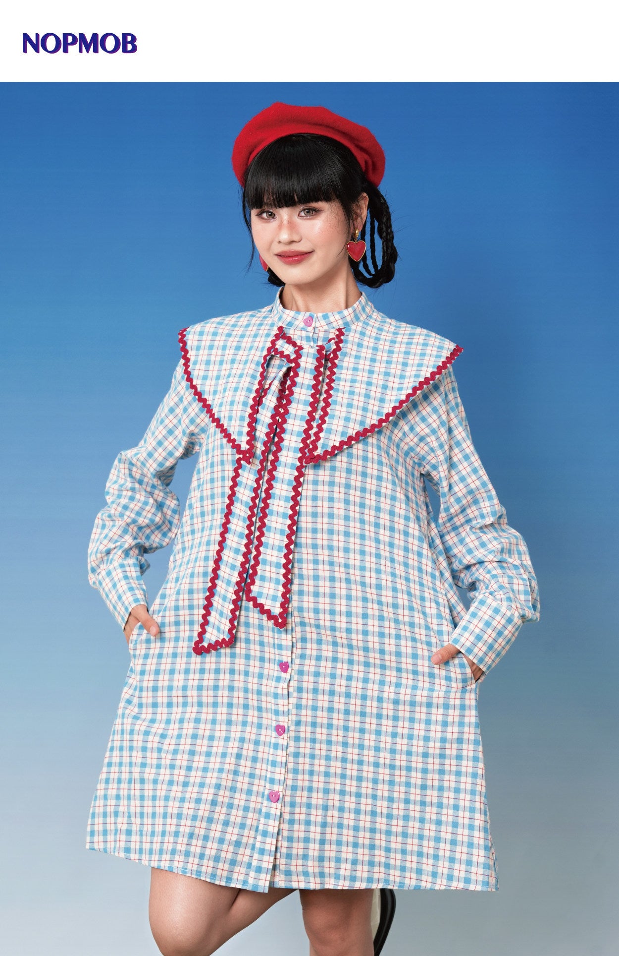 NOPMOB - Blue Plaid Doll Collar Dress dress NOPMOB