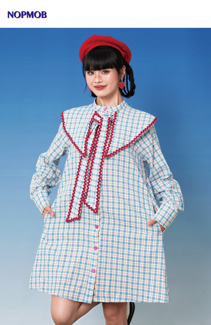 NOPMOB - Blue Plaid Doll Collar Dress dress NOPMOB