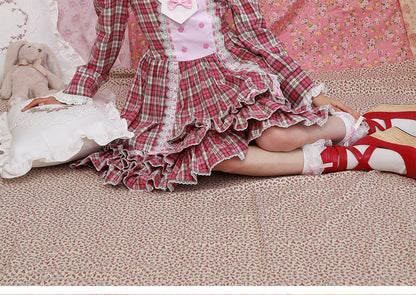 SOS MEME CLUB - Pink Plaid Retro Dress Lolita Fashion Dress dress SOS MEME CLUB