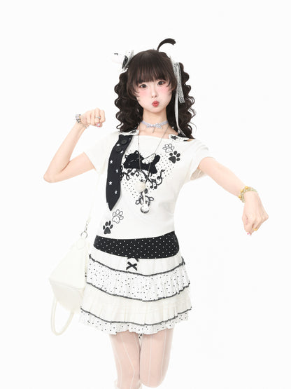 Languid Park - Polka Dot Short Sleeve Top tshirt Languid Park